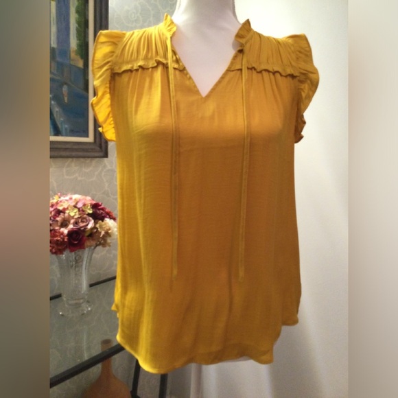 PRICE DROP! Yellow Ruffled Top - Picture 5 of 9